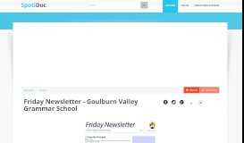 
							         Friday Newsletter - Goulburn Valley Grammar School								  
							    