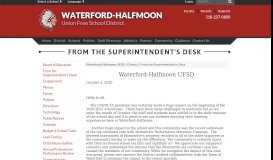 
							         From the Superintendent's Desk - Waterford-Halfmoon UFSD								  
							    