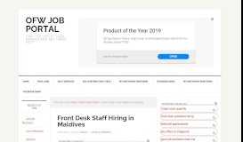 
							         Front Desk Staff Hiring in Maldives - OFW Job Portal								  
							    