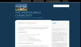 
							         Front Gate FAQ – The Weston Hills Community								  
							    