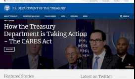 
							         Front page | U.S. Department of the Treasury								  
							    