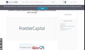 
							         Frontier Capital Announces Strategic Growth Partnership with ...								  
							    