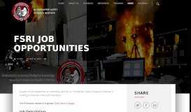 
							         FSRI Job Opportunities - UL FSRI – Fire Safety Research Institute								  
							    