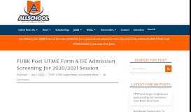 
							         FUBK Post UTME Form & DE Admission Screening for 2019/2020 ...								  
							    