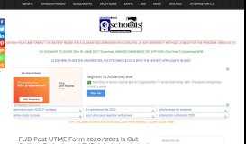 
							         FUD Post UTME Form 2019/2020 Is Out Online , Fud.edu.ng | FUD ...								  
							    