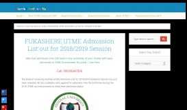 
							         FUKASHERE UTME Admission List out for 2018/2019 Session								  
							    