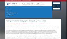 
							         Fulbright Student Program - Fulbright-National Geographic Fellowship								  
							    