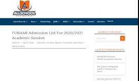 
							         FUNAAB Admission List 2018/2019 Session is Out (1st & 2nd)								  
							    