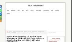 
							         FUNAAB Postgraduate Admission Form 2018/2019 Out - pg.funaab ...								  
							    