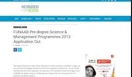 
							         FUNAAB Pre-degree Science & Management Programmes 2013 ...								  
							    