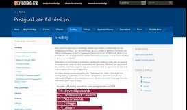 
							         Funding | Graduate Admissions								  
							    