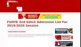 
							         FUOYE 2nd Batch Admission List, 2018/2019 Out - Myschool								  
							    