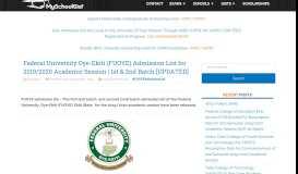 
							         FUOYE Admission List for 2018/2019 Session | 1st & 2nd - MySchoolGist								  
							    