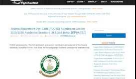 
							         FUOYE Admission List for 2018/2019 Session | 1st & 2nd ...								  
							    