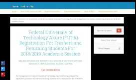 
							         FUTA Registration for New and Returning Students 2018/2019								  
							    