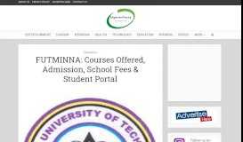
							         FUTMINNA: Courses Offered, Admission, School Fees & Student Portal								  
							    