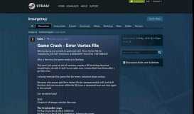 
							         Game Crash - Error Vertex File :: Insurgency Technical Support								  
							    