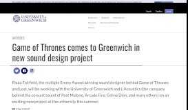 
							         Game of Thrones comes to Greenwich in new sound design project ...								  
							    