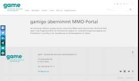 
							         gamigo übernimmt MMO-Portal - game								  
							    