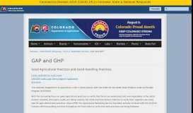 
							         GAP and GHP | Department of Agriculture – Markets - Colorado.gov								  
							    
