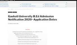 
							         Gauhati University B.Ed Admission Notification 2019~Application Dates								  
							    