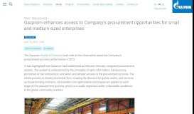 
							         Gazprom enhances access to Company's procurement opportunities ...								  
							    