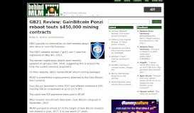 
							         GB21 Review: GainBitcoin Ponzi reboot touts $450,000 ...								  
							    