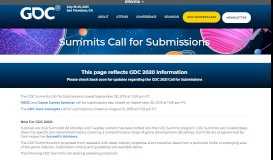 
							         GDC | Summits Call for Submissions | Game Developers Conference								  
							    