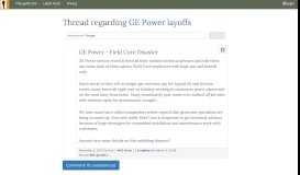 
							         GE Power - Field Core Disaster - post regarding GE Power layoffs								  
							    
