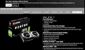 
							         GeForce RTX 2080 VENTUS 8G OC | Graphics card - The world ... - MSI								  
							    