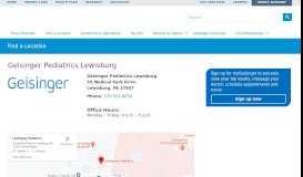 
							         Geisinger Pediatrics Lewisburg - Find a Location								  
							    