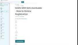
							         GEMS SRM SUS UserGuide - How to Renew Registration | Customer ...								  
							    