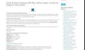 
							         Gene B Glick Company Bill Pay, Online Login, Customer Support ...								  
							    