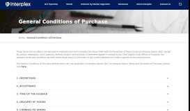 
							         General Conditions of Purchase - Interplex								  
							    