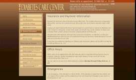 
							         General Information | Diabetes Care Center | Hours, Insurance, Payment								  
							    