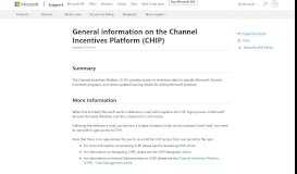 
							         General information on the Channel Incentives Platform (CHIP)								  
							    