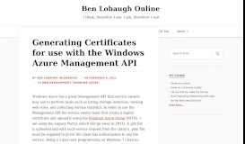 
							         Generating Certificates for use with the Windows Azure Management ...								  
							    