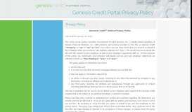 
							         Genesis Credit Portal Privacy Policy - Genesis Credit - Partner Portal								  
							    