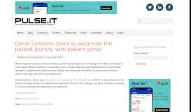 
							         Genie Solutions plans to automate the patient journey with patient portal								  
							    