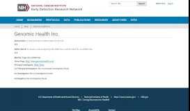 
							         Genomic Health Inc. — EDRN Public Portal								  
							    