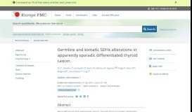 
							         Germline and somatic SDHx alterations in apparently ... - Europe PMC								  
							    