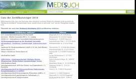 
							         Gesamtliste der Medisuch-2010 zertifizierten Anbieter								  
							    