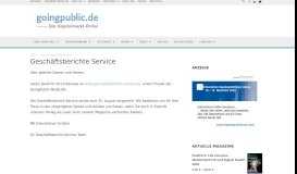 
							         Geschäftsberichte Service - GoingPublic.de - Das Kapitalmarkt-Portal								  
							    