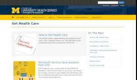 
							         Get Health Care - | University Health Service - University of Michigan								  
							    