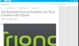 
							         Get Paid and Find an Audience for Your Content with Triond								  
							    