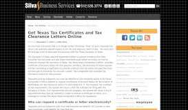 
							         Get Texas Tax Certificates and Tax Clearance Letters Online | Silva ...								  
							    
