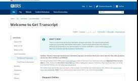 
							         Get Transcript | Internal Revenue Service								  
							    