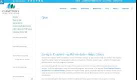 
							         Giving to Chapters Health System and its associated affiliates								  
							    