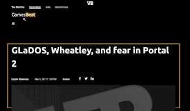 
							         GLaDOS, Wheatley, and fear in Portal 2 | VentureBeat								  
							    