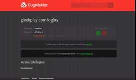 
							         gleekplay.com passwords - BugMeNot								  
							    